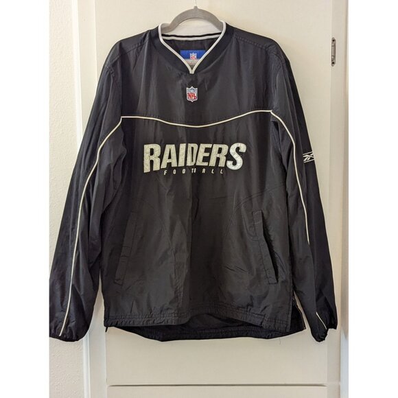 NFL Other - NFL Raiders Pullover Jacket Mens Medium Black Polyester Lightweight